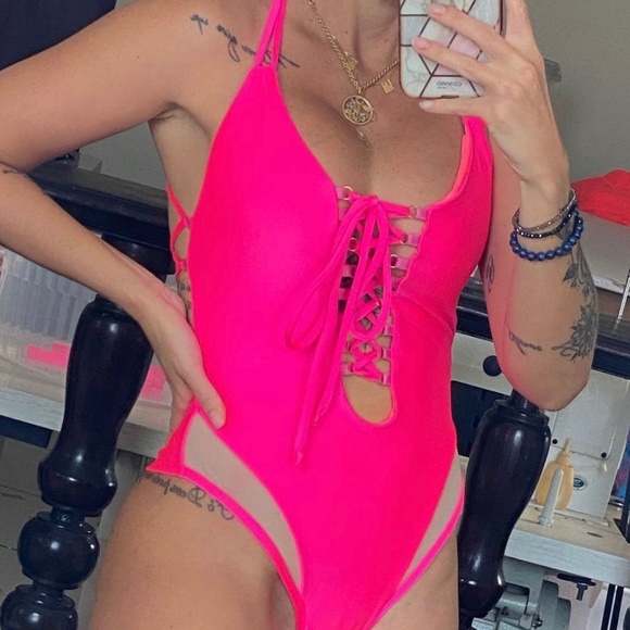 Brazilian 1 piece neon swimsuit